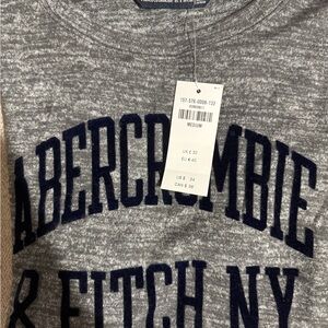 Abercrombie & Fitch Heather Gray Tee with Navy Print